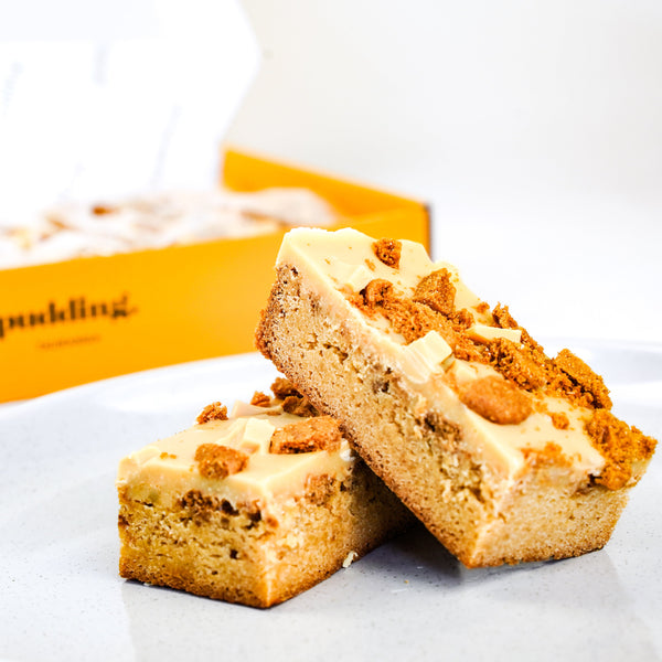 Biscoff and Blonde Chocolate Blondie